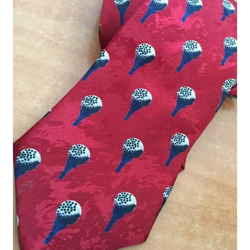 Tie Golf Neck Boston Trader Golf Balls Red Made In‎ USA